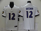 Nike Ravens 12 Rashod Bateman White 2021 NFL Draft Vapor Untouchable Limited Jersey,baseball caps,new era cap wholesale,wholesale hats